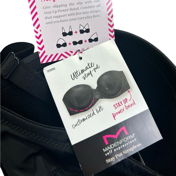 MAIDENFORM black stay up power band strapless underwire bra 36DD NWT - Picture 4 of 4